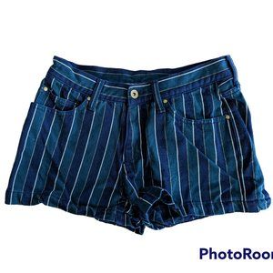 Women's The Emporium striped jean shorts, blue/multi, size M
